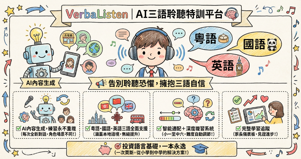 VerbaListen AI三語聆聽特訓平台